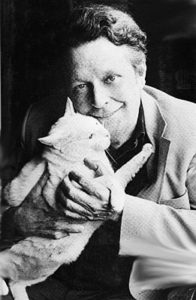 Devoted cat lover and author Cleveland Amory and Polar Bear